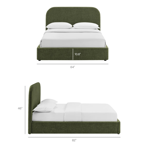 Modway Furniture Keynote Upholstered Storage Full Bed with Curved Headboard and Cloud Frame Silhouette Green MOD-7354-FOL