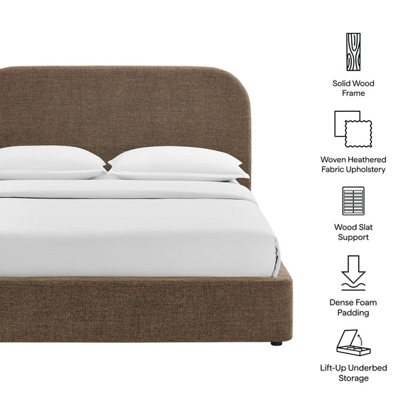 Modway Furniture Keynote Upholstered Storage Full Bed with Curved Headboard and Cloud Frame Silhouette Brown - MOC MOD-7354-MOC