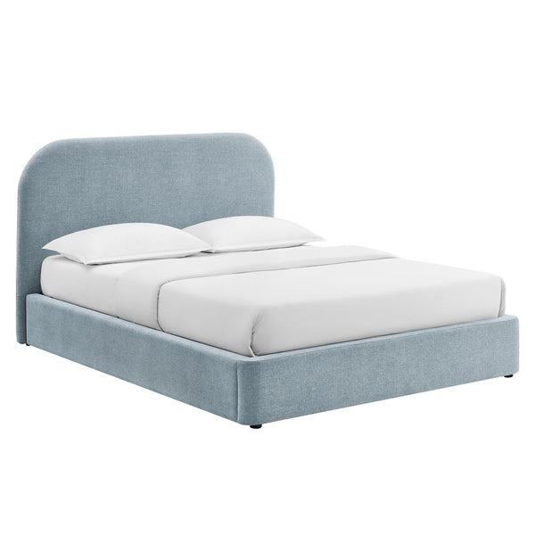 Modway Furniture Keynote Upholstered Storage Full Bed with Curved Headboard and Cloud Frame Silhouette Blue MOD-7354-SKY
