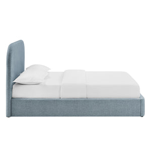 Modway Furniture Keynote Upholstered Storage Full Bed with Curved Headboard and Cloud Frame Silhouette Blue MOD-7354-SKY