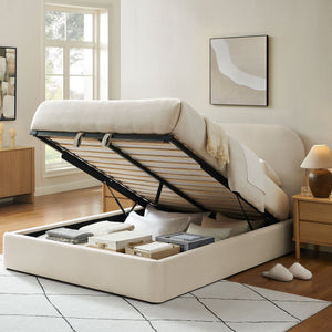 Modway Furniture Keynote Queen Velvet Storage Bed with Curved Headboard and Gas Lift Platform Brown - ALA MOD-7355-ALA