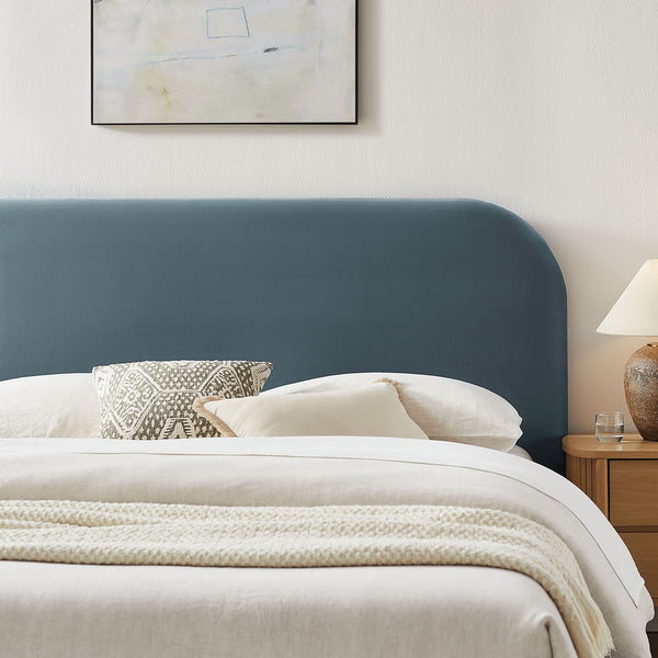 Modway Furniture Keynote Queen Velvet Storage Bed with Curved Headboard and Gas Lift Platform Blue MOD-7355-CAB