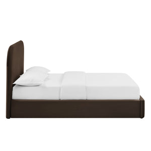 Modway Furniture Keynote Queen Velvet Storage Bed with Curved Headboard and Gas Lift Platform Brown - CHB MOD-7355-CHB