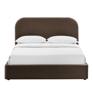 Modway Furniture Keynote Queen Velvet Storage Bed with Curved Headboard and Gas Lift Platform Brown - CHB MOD-7355-CHB