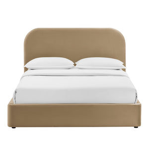 Modway Furniture Keynote Queen Velvet Storage Bed with Curved Headboard and Gas Lift Platform Brown - TAU MOD-7355-TAU