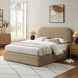 Modway Furniture Keynote Queen Velvet Storage Bed with Curved Headboard and Gas Lift Platform Brown - TAU MOD-7355-TAU