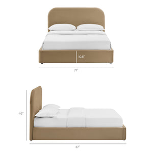 Modway Furniture Keynote Queen Velvet Storage Bed with Curved Headboard and Gas Lift Platform Brown - TAU MOD-7355-TAU