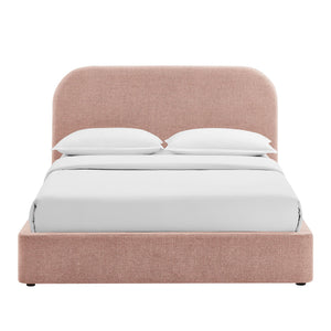 Modway Furniture Keynote Queen Storage Platform Bed with Curved Headboard and Heathered Fabric Upholstery Brown - BLS MOD-7356-BLS