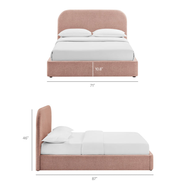 Modway Furniture Keynote Queen Storage Platform Bed with Curved Headboard and Heathered Fabric Upholstery Brown - BLS MOD-7356-BLS