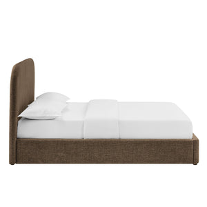 Modway Furniture Keynote Queen Storage Platform Bed with Curved Headboard and Heathered Fabric Upholstery Brown - MOC MOD-7356-MOC