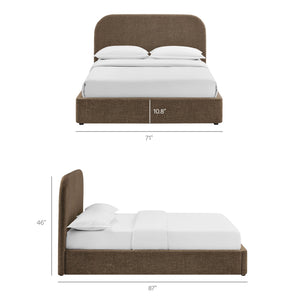 Modway Furniture Keynote Queen Storage Platform Bed with Curved Headboard and Heathered Fabric Upholstery Brown - MOC MOD-7356-MOC