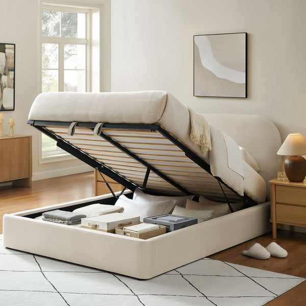 Modway Furniture Keynote Modway King Storage Bed Curved Cloud Headboard Performance Velvet Platform Brown - ALA MOD-7357-ALA