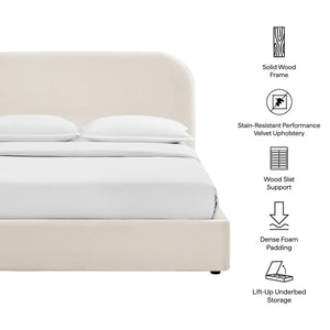 Modway Furniture Keynote Modway King Storage Bed Curved Cloud Headboard Performance Velvet Platform Brown - ALA MOD-7357-ALA
