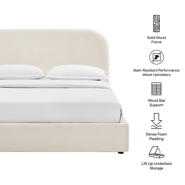 Modway Furniture Keynote Modway King Storage Bed Curved Cloud Headboard Performance Velvet Platform Brown - ALA MOD-7357-ALA