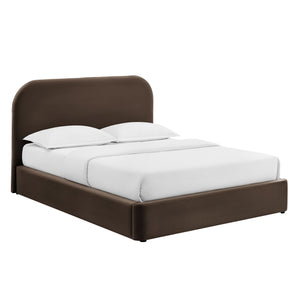 Modway Furniture Keynote Modway King Storage Bed Curved Cloud Headboard Performance Velvet Platform Brown - CHB MOD-7357-CHB