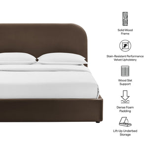 Modway Furniture Keynote Modway King Storage Bed Curved Cloud Headboard Performance Velvet Platform Brown - CHB MOD-7357-CHB