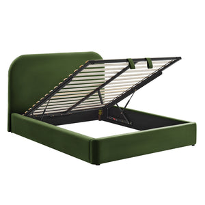 Modway Furniture Keynote Modway King Storage Bed Curved Cloud Headboard Performance Velvet Platform Green MOD-7357-MOG