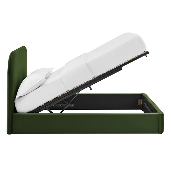 Modway Furniture Keynote Modway King Storage Bed Curved Cloud Headboard Performance Velvet Platform Green MOD-7357-MOG