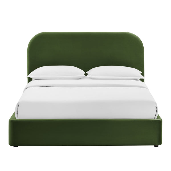 Modway Furniture Keynote Modway King Storage Bed Curved Cloud Headboard Performance Velvet Platform Green MOD-7357-MOG