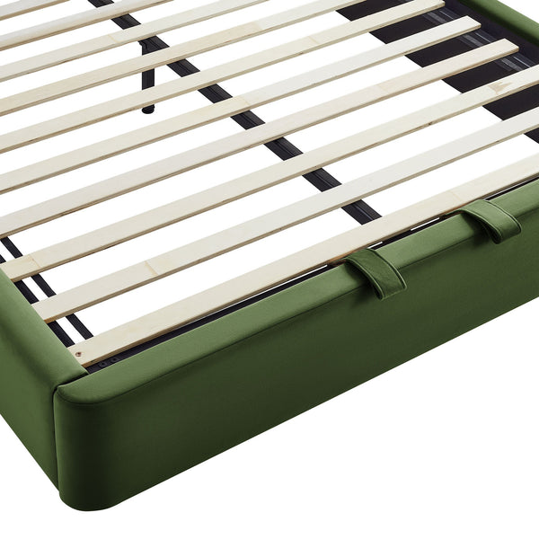 Modway Furniture Keynote Modway King Storage Bed Curved Cloud Headboard Performance Velvet Platform Green MOD-7357-MOG
