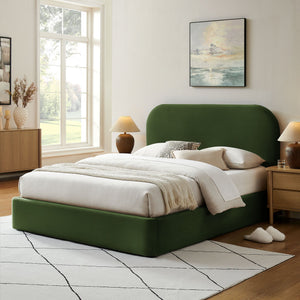 Modway Furniture Keynote Modway King Storage Bed Curved Cloud Headboard Performance Velvet Platform Green MOD-7357-MOG