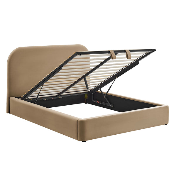 Modway Furniture Keynote Modway King Storage Bed Curved Cloud Headboard Performance Velvet Platform Brown - TAU MOD-7357-TAU