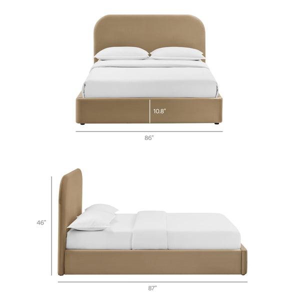 Modway Furniture Keynote Modway King Storage Bed Curved Cloud Headboard Performance Velvet Platform Brown - TAU MOD-7357-TAU