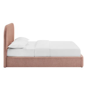 Modway Furniture Keynote Modway King Storage Bed Woven Heathered Fabric Curved Cloud Frame Upholstered Blush MOD-7358-BLS
