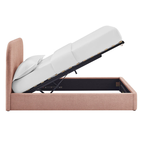Modway Furniture Keynote Modway King Storage Bed Woven Heathered Fabric Curved Cloud Frame Upholstered Blush MOD-7358-BLS