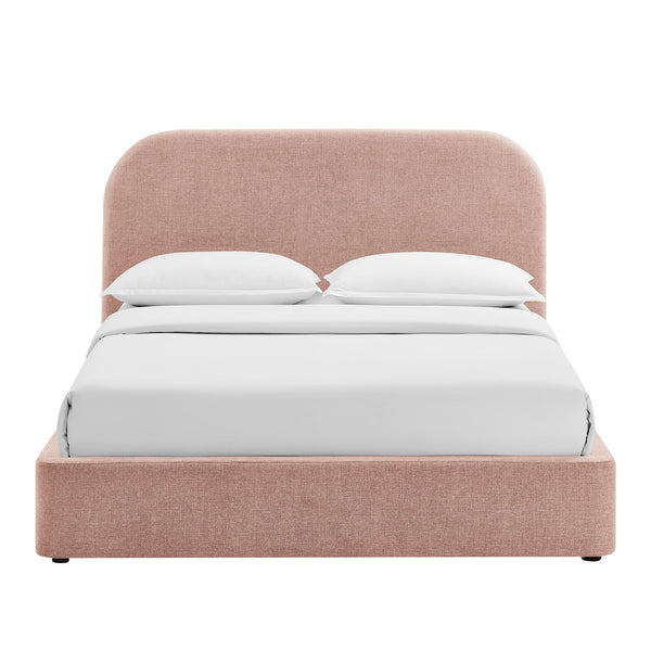 Modway Furniture Keynote Modway King Storage Bed Woven Heathered Fabric Curved Cloud Frame Upholstered Blush MOD-7358-BLS