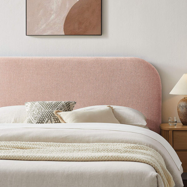 Modway Furniture Keynote Modway King Storage Bed Woven Heathered Fabric Curved Cloud Frame Upholstered Blush MOD-7358-BLS