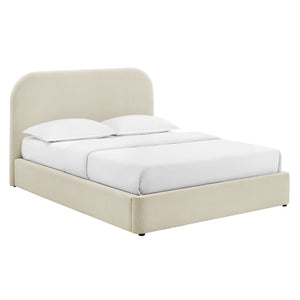 Modway Furniture Keynote Modway King Storage Bed Woven Heathered Fabric Curved Cloud Frame Upholstered White MOD-7358-ECR