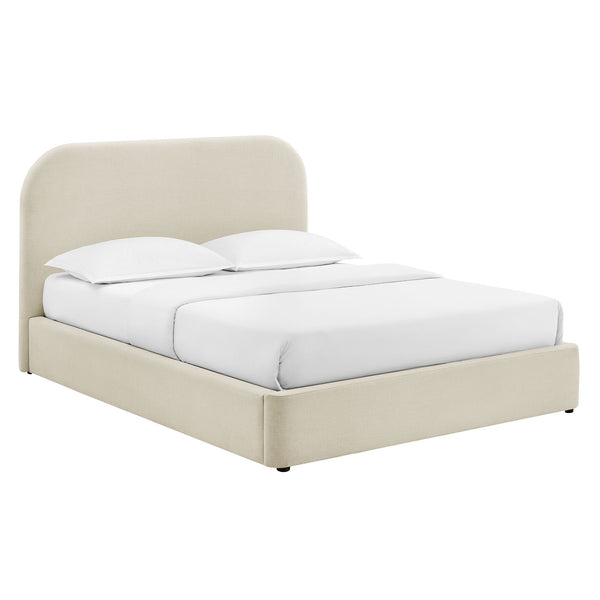 Modway Furniture Keynote Modway King Storage Bed Woven Heathered Fabric Curved Cloud Frame Upholstered White MOD-7358-ECR