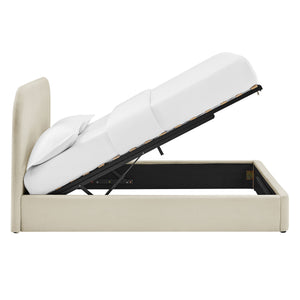 Modway Furniture Keynote Modway King Storage Bed Woven Heathered Fabric Curved Cloud Frame Upholstered White MOD-7358-ECR