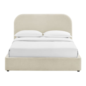 Modway Furniture Keynote Modway King Storage Bed Woven Heathered Fabric Curved Cloud Frame Upholstered White MOD-7358-ECR