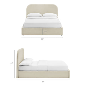 Modway Furniture Keynote Modway King Storage Bed Woven Heathered Fabric Curved Cloud Frame Upholstered White MOD-7358-ECR