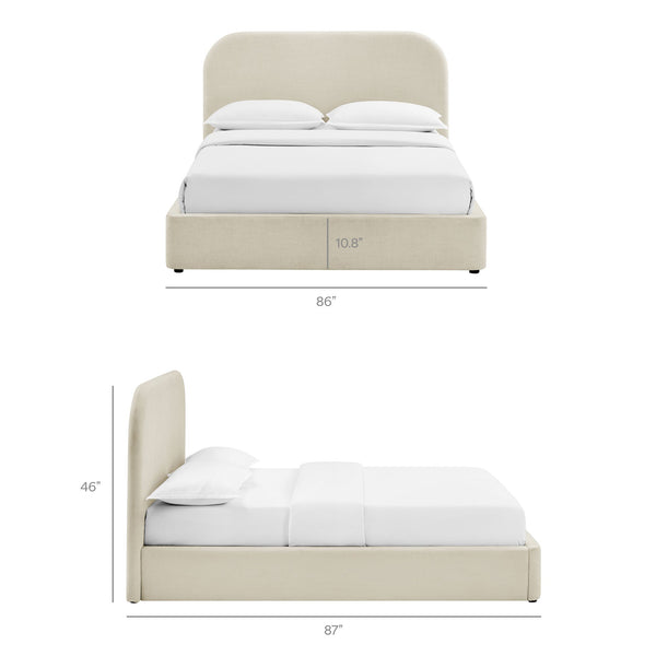 Modway Furniture Keynote Modway King Storage Bed Woven Heathered Fabric Curved Cloud Frame Upholstered White MOD-7358-ECR