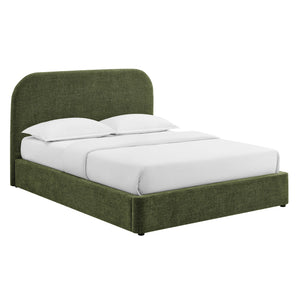 Modway Furniture Keynote Modway King Storage Bed Woven Heathered Fabric Curved Cloud Frame Upholstered Green MOD-7358-FOL