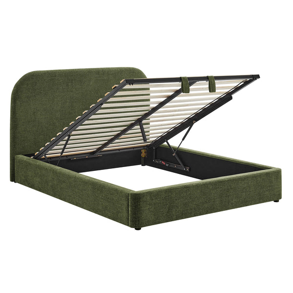 Modway Furniture Keynote Modway King Storage Bed Woven Heathered Fabric Curved Cloud Frame Upholstered Green MOD-7358-FOL
