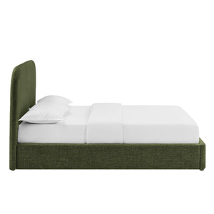 Modway Furniture Keynote Modway King Storage Bed Woven Heathered Fabric Curved Cloud Frame Upholstered Green MOD-7358-FOL