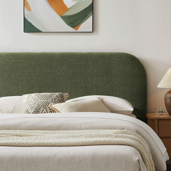 Modway Furniture Keynote Modway King Storage Bed Woven Heathered Fabric Curved Cloud Frame Upholstered Green MOD-7358-FOL