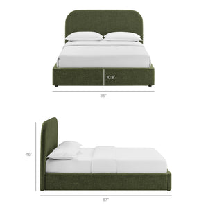Modway Furniture Keynote Modway King Storage Bed Woven Heathered Fabric Curved Cloud Frame Upholstered Green MOD-7358-FOL