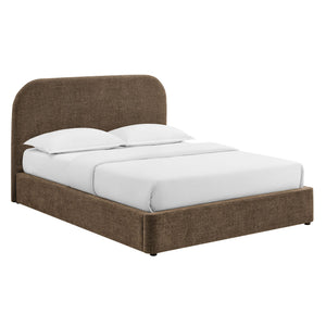 Modway Furniture Keynote Modway King Storage Bed Woven Heathered Fabric Curved Cloud Frame Upholstered Mocha MOD-7358-MOC