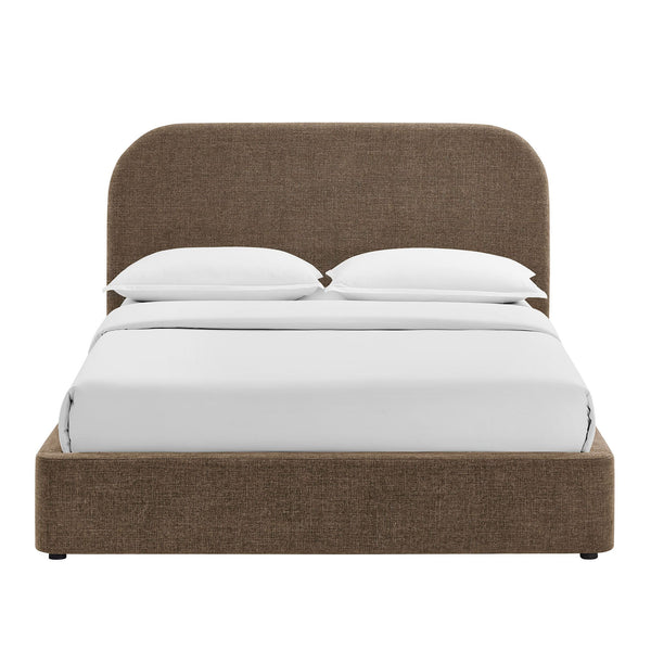 Modway Furniture Keynote Modway King Storage Bed Woven Heathered Fabric Curved Cloud Frame Upholstered Mocha MOD-7358-MOC
