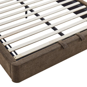 Modway Furniture Keynote Modway King Storage Bed Woven Heathered Fabric Curved Cloud Frame Upholstered Mocha MOD-7358-MOC
