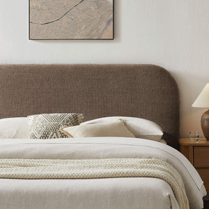 Modway Furniture Keynote Modway King Storage Bed Woven Heathered Fabric Curved Cloud Frame Upholstered Mocha MOD-7358-MOC