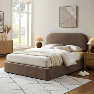 Modway Furniture Keynote Modway King Storage Bed Woven Heathered Fabric Curved Cloud Frame Upholstered Mocha MOD-7358-MOC