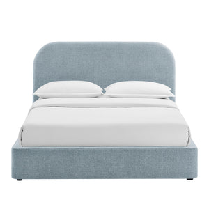 Modway Furniture Keynote Modway King Storage Bed Woven Heathered Fabric Curved Cloud Frame Upholstered Blue MOD-7358-SKY