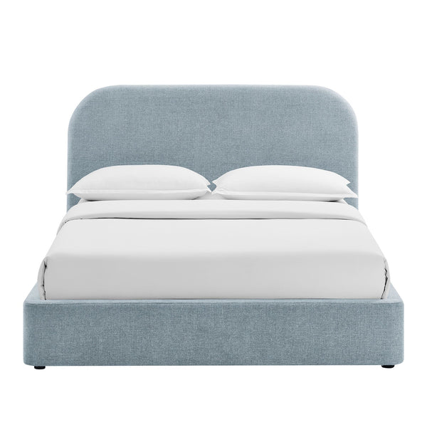 Modway Furniture Keynote Modway King Storage Bed Woven Heathered Fabric Curved Cloud Frame Upholstered Blue MOD-7358-SKY