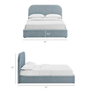 Modway Furniture Keynote Modway King Storage Bed Woven Heathered Fabric Curved Cloud Frame Upholstered Blue MOD-7358-SKY